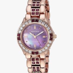 Armitron Women's 75/3689VMRG Amethyst Colored Genuine Crystal Accented Rose Gold
