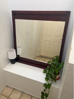 Large Espresso Wood Framed Wall Mirror