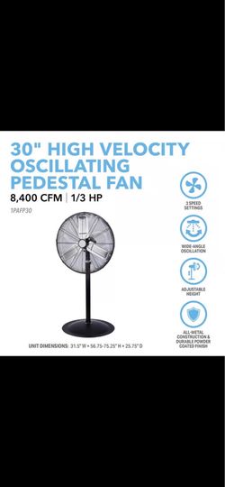 Perfect Aire 44.25 in. H X 30 in. D Oscillating Pedestal Fan Black 2PAFP30
