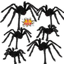 6 Pack Giant Spider Outdoor Decorations Set