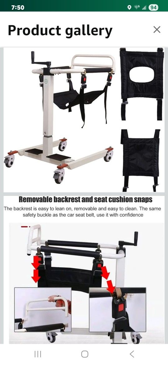 Patient Lift Transfer Chair for Home Elderly Lift Assist Devices Portable Car Lift & Shower Wheelchair