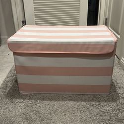 Pink and white stripe storage boxes