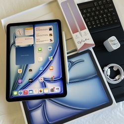 Apple IPad Air 11” ( M3 chip / 2025 Newest) 128GB  with pen, keyboard case & Accessories  (open box) 