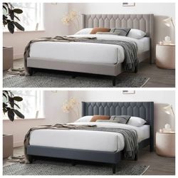 Queen beige euro platform bed with Orthopedic mattress included