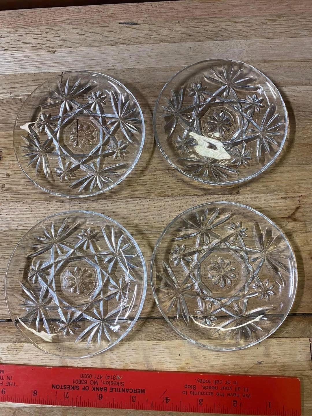 set of four Anchor Hocking Star of David small Plates or coasters