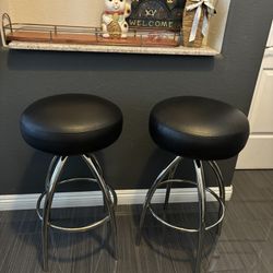 Set Of 2 Leather Bar Stool