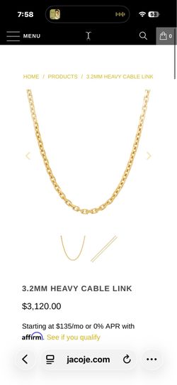 14k Jacoje 3.2mm heavy cable link 18 inches