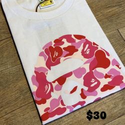 white&pink bape tee