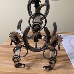 Custom Horseshoe & Spur Wine Rack Whimsical Gift NWT Western