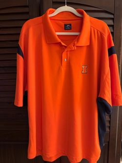 Men's Orange Illinois Fighting Polo Shirt sz 2XL -Pro player