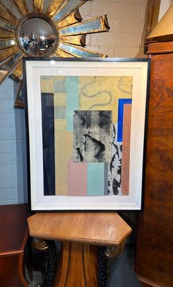 Original signed 1995 oil on board abstract 38 by 30