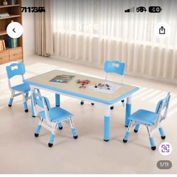 Kids table & 4 chair set-Blue heavy duty