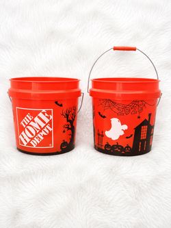 Lot of 2 Home Depot Halloween 2 Gallon Buckets 2026 Viral Trick or Treat NEW