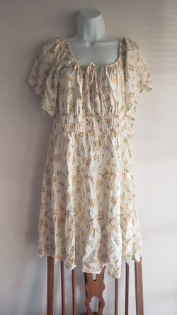 NWOT Floral Square off shoulder Cottage Core Midi Flowy Dress Size 2X