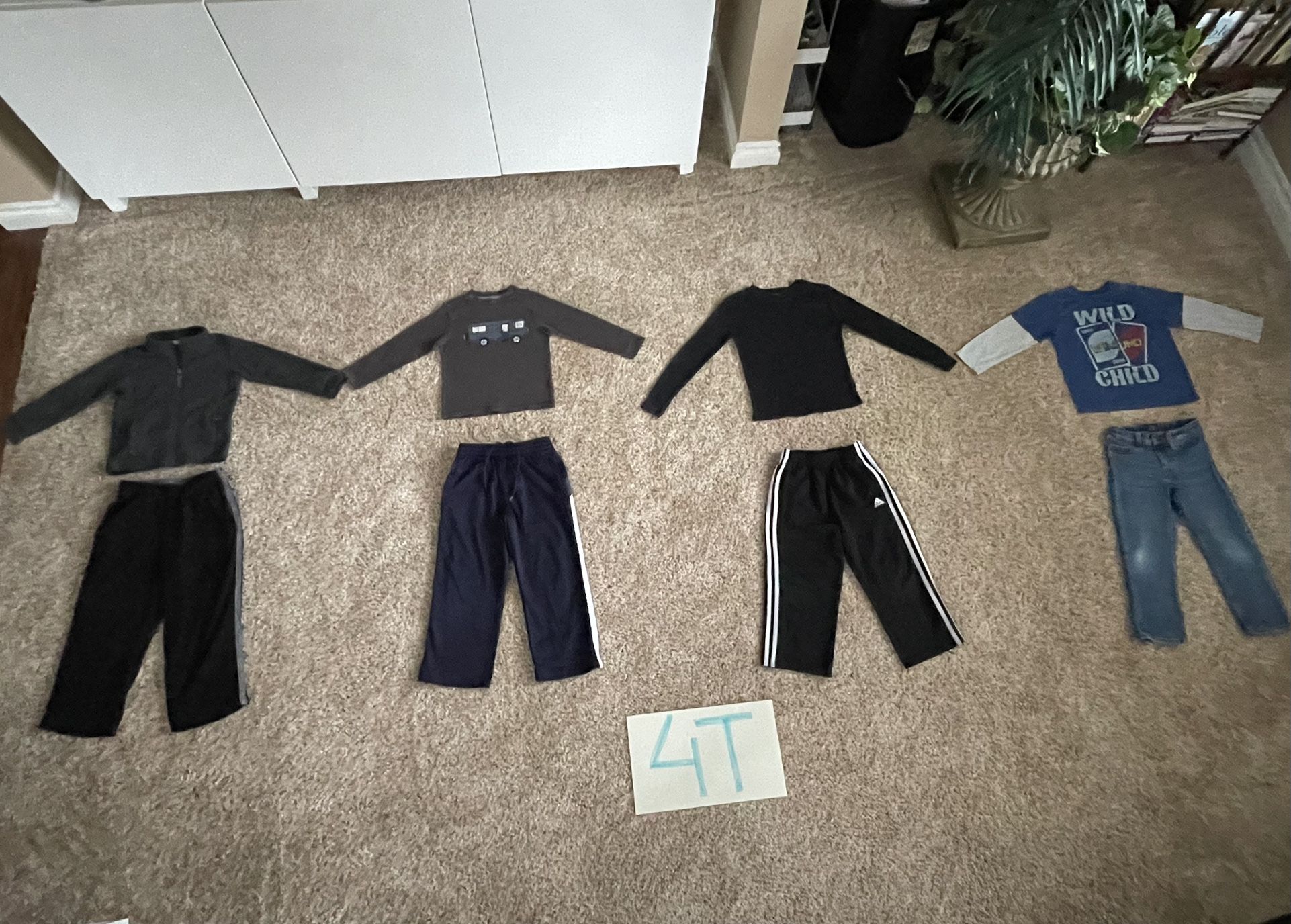 Boys 4T clothes lot zip up jacket, long sleeve shirts, sweatpants, jeans Columbia, Adidas, Circo