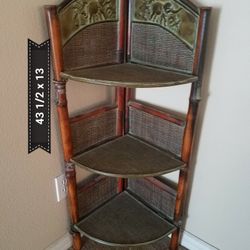Rattan Bamboo Metal Shelf