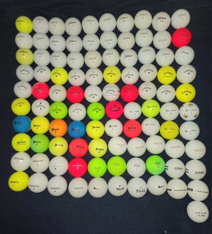 Used & Cleaned Assorted Golf Balls 101 Counts