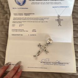 14K White Gold And Diamonds Huge Cross Cross Pendant