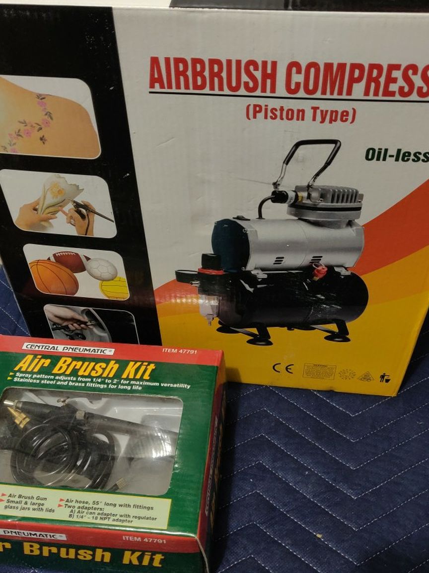 Air Brush Compressor + Air Brush Kit Bundle