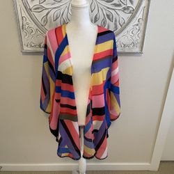 Express Multicolor Striped Kimono, One Size