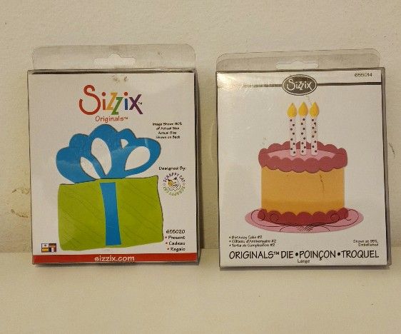 Sizzix Set/2 BNIP Original Dies-Cake & Present