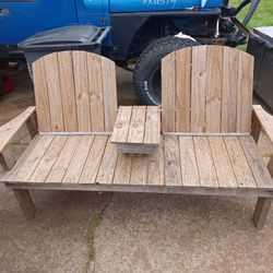 Antique Table, Wooden Benches 