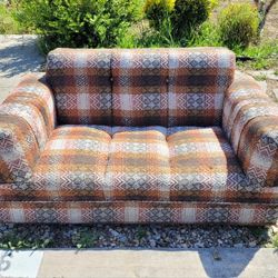 Free Small Vintage Plaid Loveseat Couch