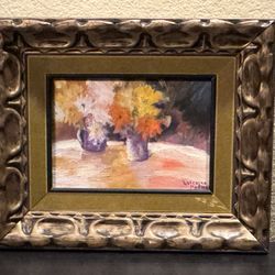 Lovely Floral Still Life Oil Painting by Listed Cal. Artist Lorraine Pelman