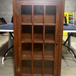 Pine Wall Cabinet With 12 Pane Glass