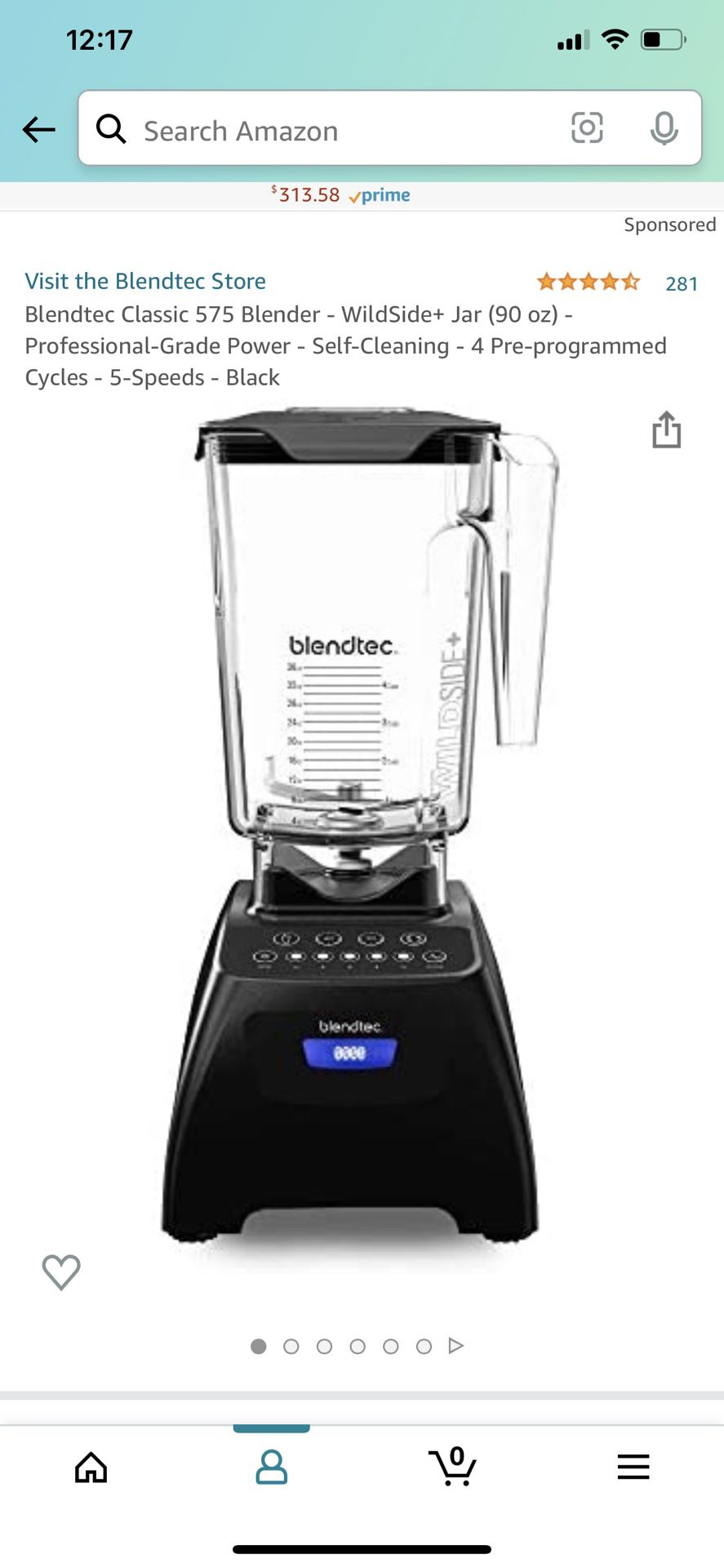 Blendtec Classic 575 Blender - WildSide+ Jar (90 oz) and Spoonula Spatula BUNDLE - Professional-Grade Power - Self-Cleaning - 4 Pre-programmed Cycles