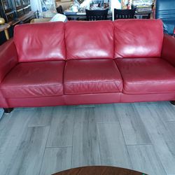 Burgundy Red Leather Sleeper Sofa