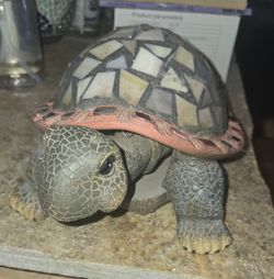 Ceramic turtle cut glass on shell