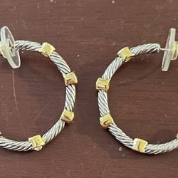 Gold And Silver Hoop Earrings Vintage Pierced Very Cute