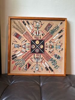 MCM Native American Sand Art, 17 x 17 inches