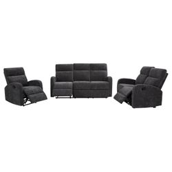 Hamilton Charcoal Grey Chenille Upholstered Manual Reclining Sofa