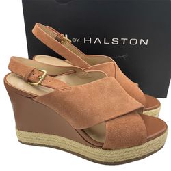 H by Halston Stella suede leather wedge sandals women’s Size 8 1/2M