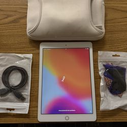 iPad, Charger, Case, And Screen Cleaner 