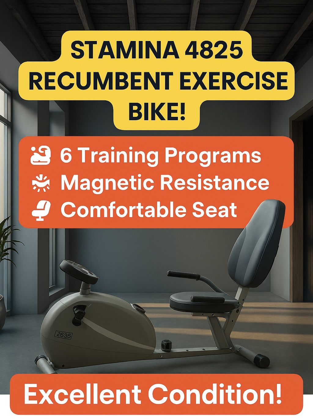 STAMINA 4825 Magnetic Recumbent Exercise Bike