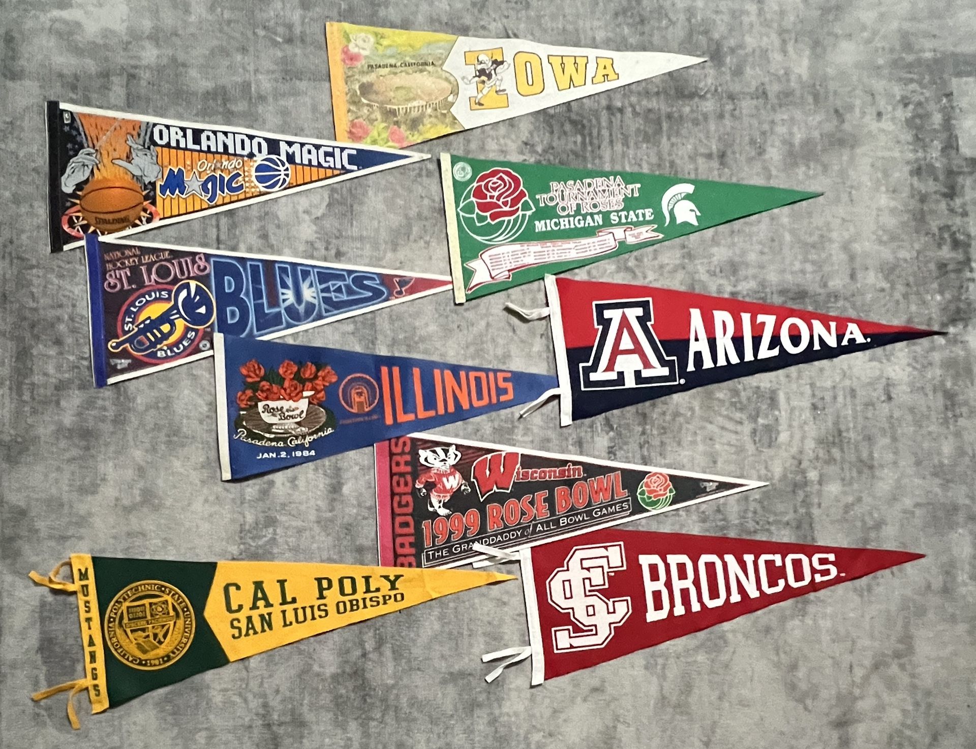 VINTAGE STYLE WOOL FELT PENNANT FLAGS