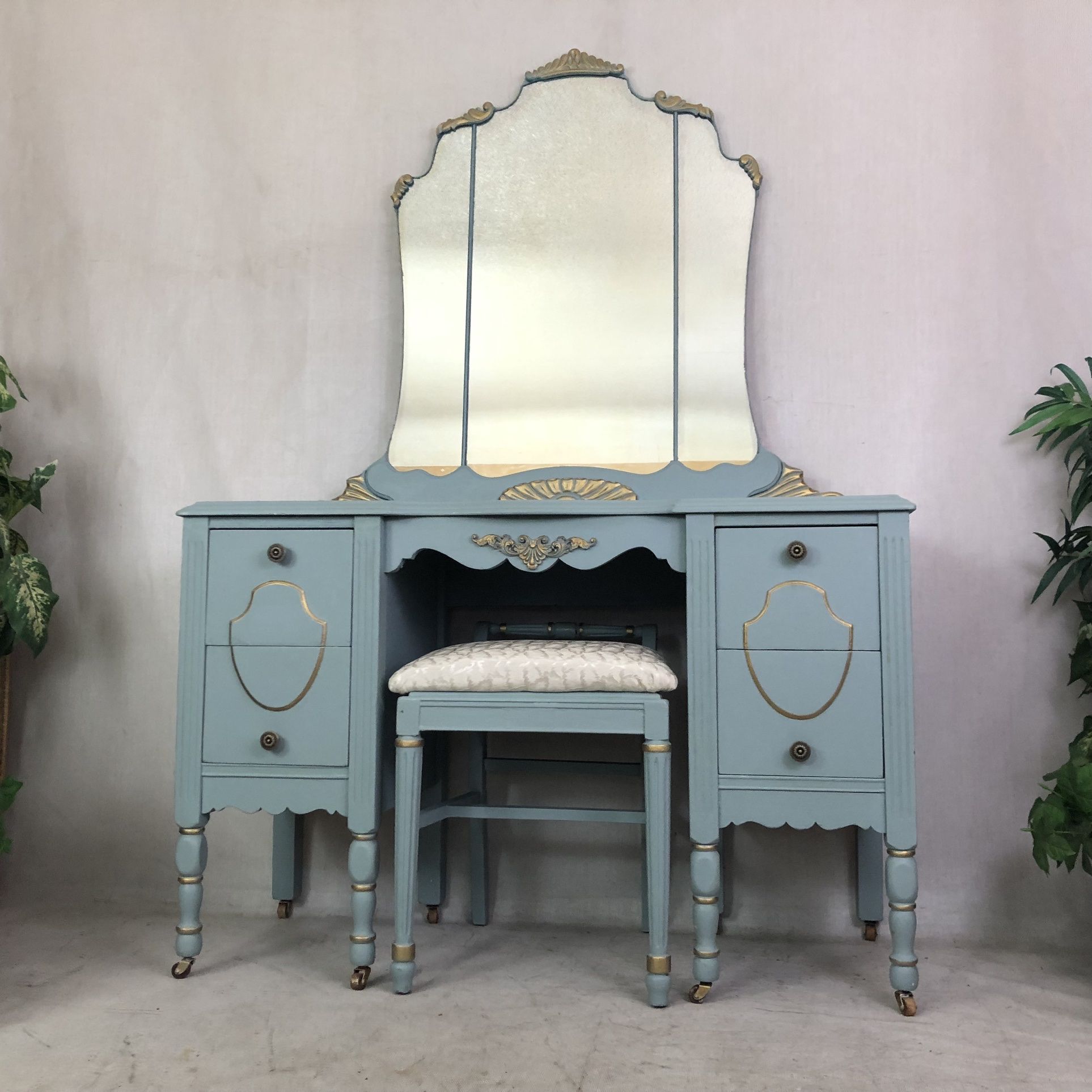 retro dressing tables for sale Marquetry Inlaid Oak Dressing Table
