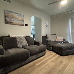 Oversized Couch, Love Seat And Ottoman