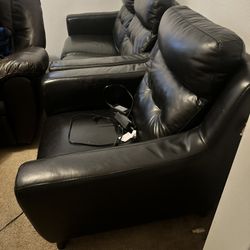 Black Leather Power Recliner Couches 
