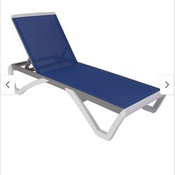Kozyard Alan Full Flat Aluminum and Polypropylene Resin Legs Patio Reclining Adjustable Chaise Lounge - Blue