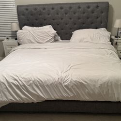 Upholstered King Size Bed With Box Spring  