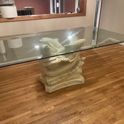 Glass Dining Table With Dolphin Base