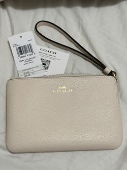 Coach Small Corner Zip Wristlet, Chalk Pebbled, Lined, Gold Hardware