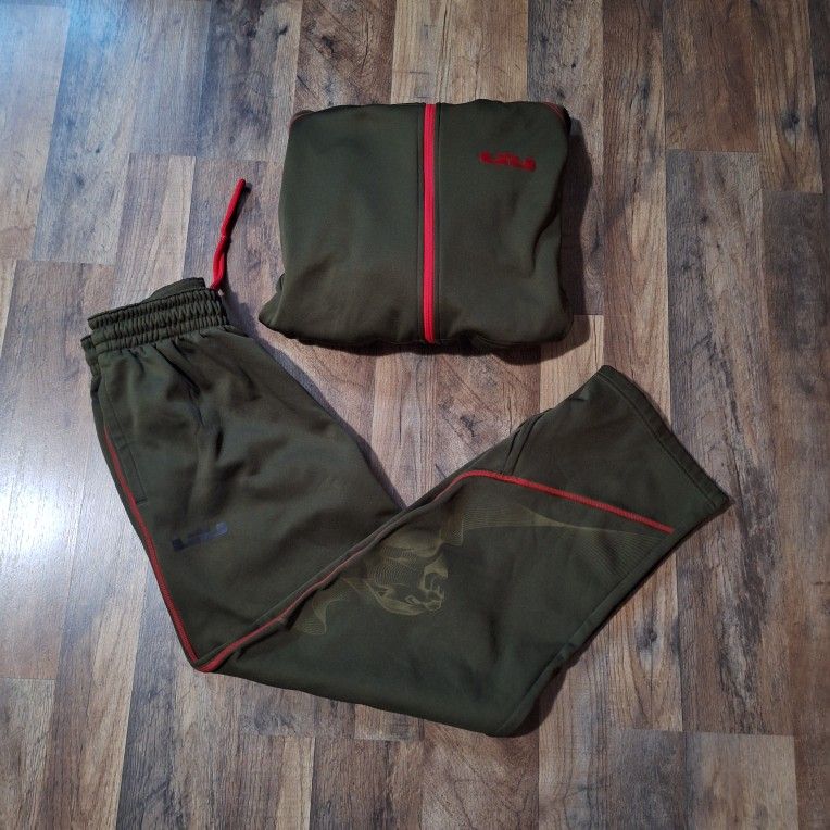 Vintage Y2k 2000s Nike Mens brown Therma Fit Lebron James Hero Sweatsuit Hoodie Sweatpants