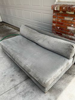 Gray Suede Velvet Armless Daybed Sofa