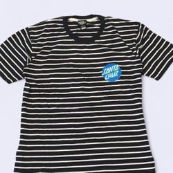 Santa Cruz striped tee shirt in black and white