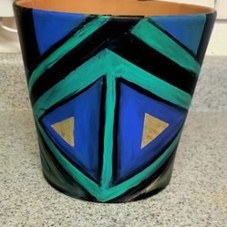Large Hand Painted Acrylic  Flower Pot